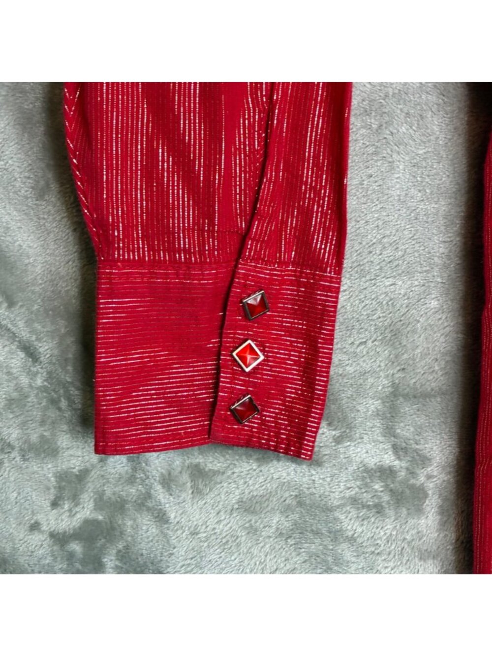 Roper Womens Red Metallic Striped Long Sleeve Western Shirt 1X - Picture 8 of 8
